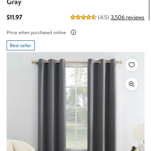 NWOT grommet curtains gray 40x84 each panel - Picture 1 of 2
